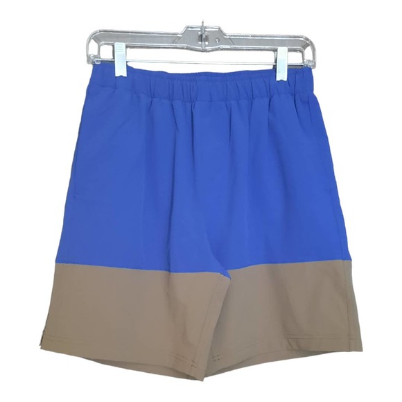 Olivers Mens All Over Short Blue Brown Colorblock Drawstring Shorts Size Medium